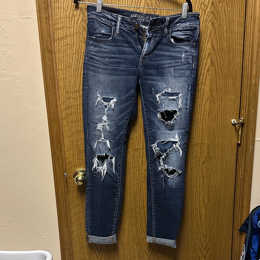 American Eagle Outfitters Ripped Dark Blue Skinny Jeans